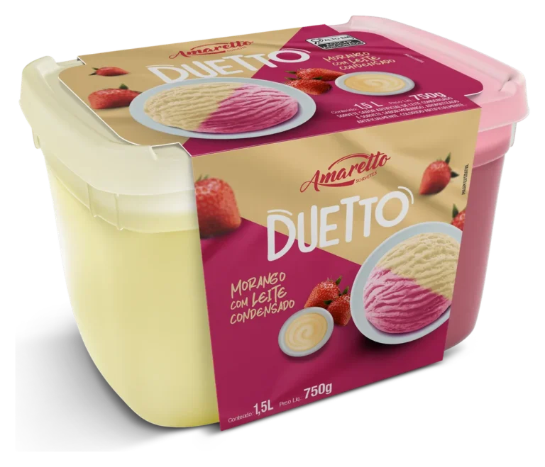 Sorvete Duetto Morango com Leite Condensado — imagem oficial
