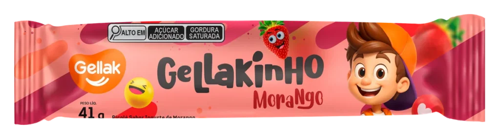 Picolé Gellakinho Morango — imagem oficial